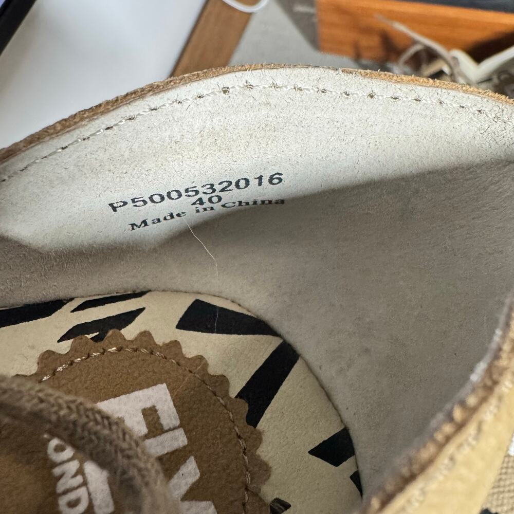 FLY  London Beige/Tan Suede Lace-Up Low Wedge Heels: Size 9 / 40 - Picture 8 of 9